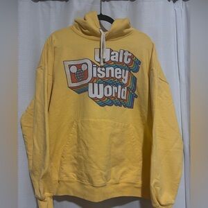 Unisex Yellow Walt Disney World Retro Print Hoodie size XXL